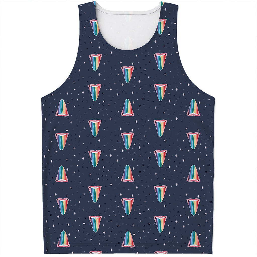 Gay Pride Tongue Pattern Print Men's Tank Top