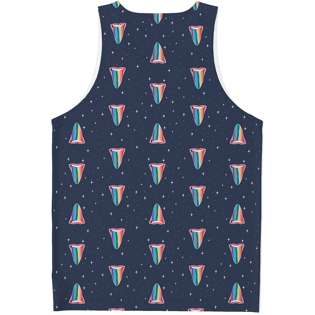 Gay Pride Tongue Pattern Print Men's Tank Top