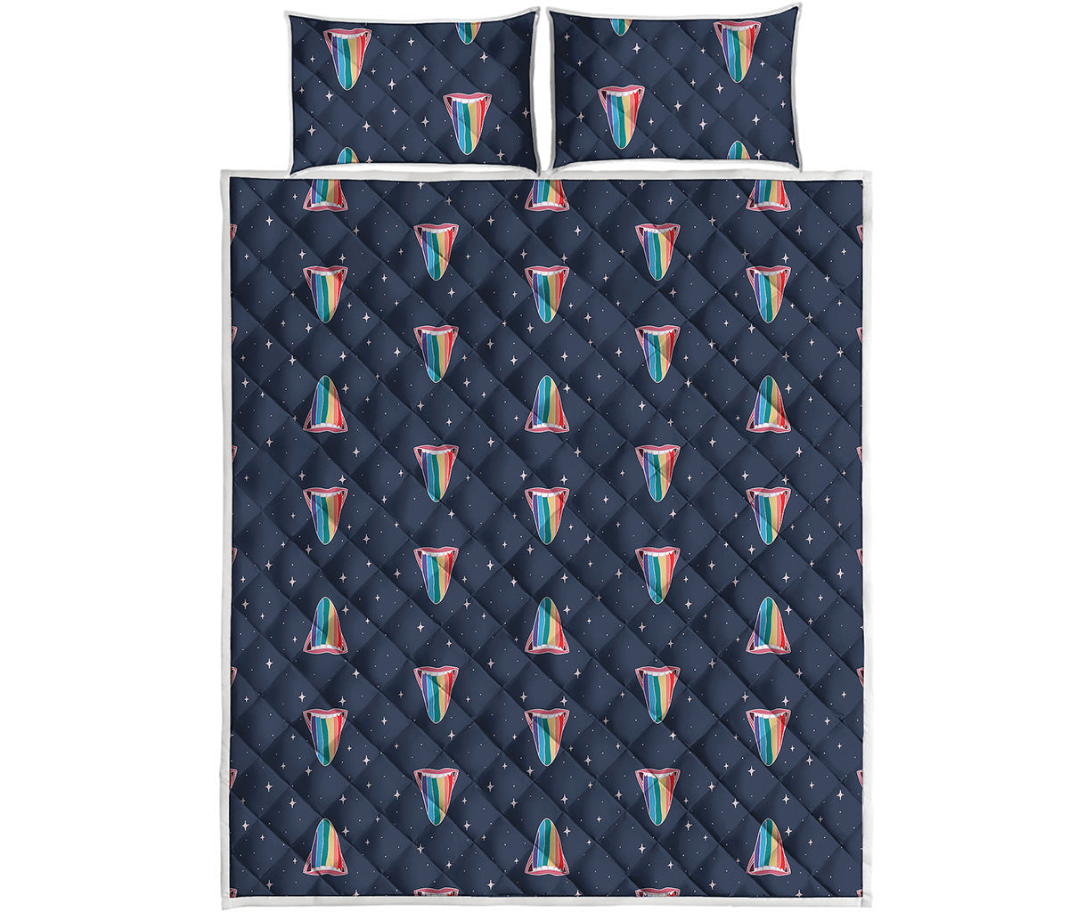 Gay Pride Tongue Pattern Print Quilt Bed Set