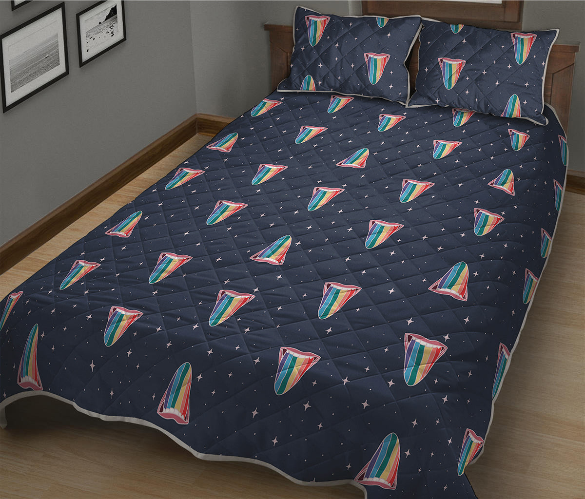 Gay Pride Tongue Pattern Print Quilt Bed Set