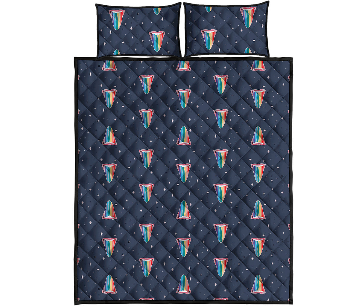 Gay Pride Tongue Pattern Print Quilt Bed Set