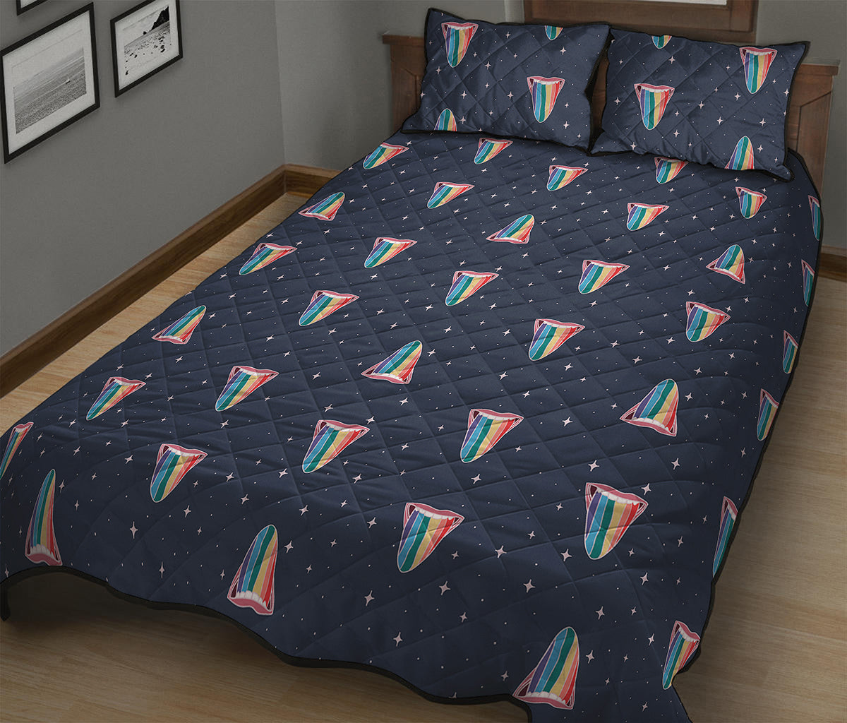 Gay Pride Tongue Pattern Print Quilt Bed Set