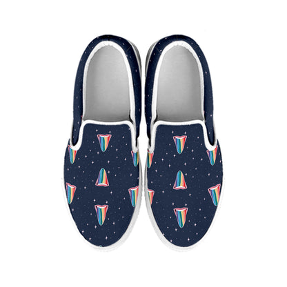 Gay Pride Tongue Pattern Print White Slip On Shoes