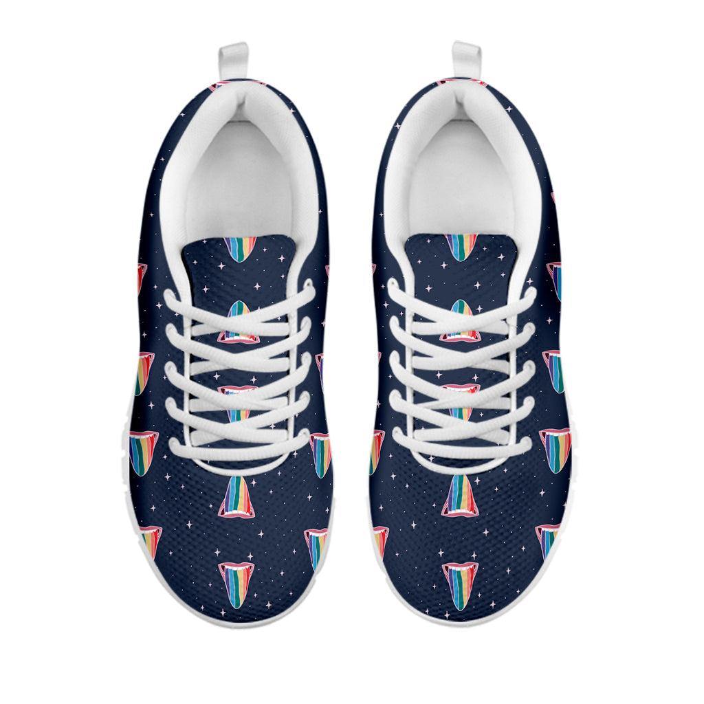Gay Pride Tongue Pattern Print White Sneakers