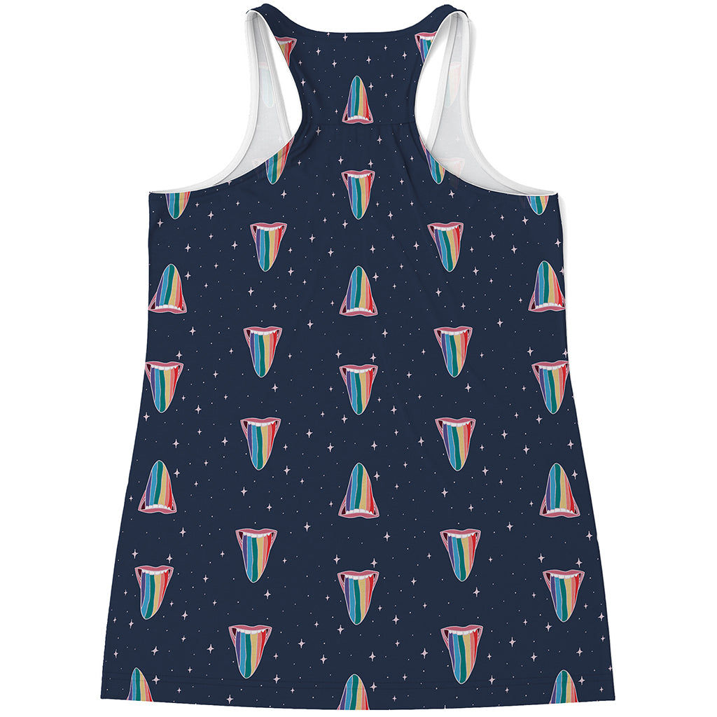 Gay Pride Tongue Pattern Print Women's Racerback Tank Top