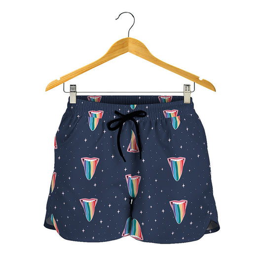 Gay Pride Tongue Pattern Print Women's Shorts