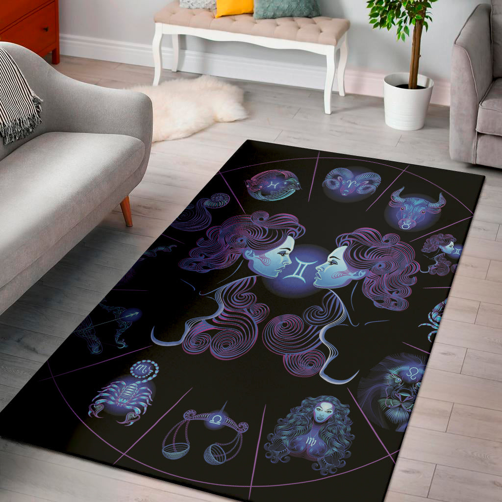 Gemini And Astrological Signs Print Area Rug