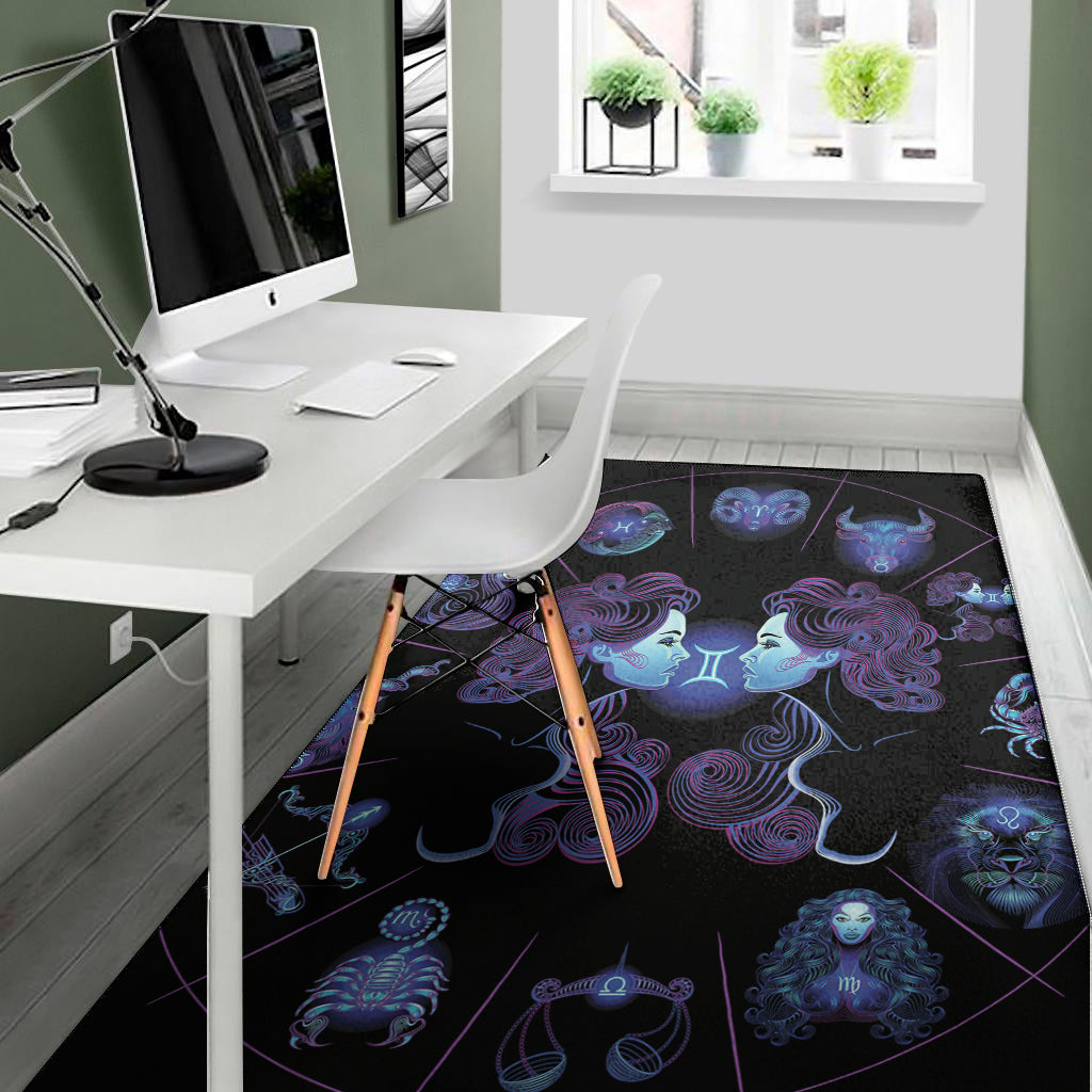 Gemini And Astrological Signs Print Area Rug