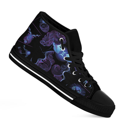 Gemini And Astrological Signs Print Black High Top Shoes