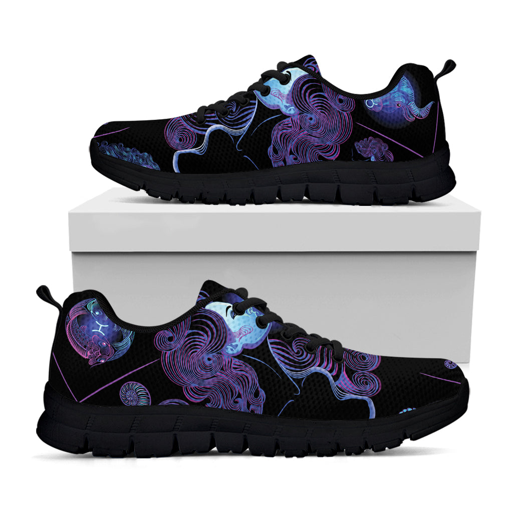 Gemini And Astrological Signs Print Black Sneakers