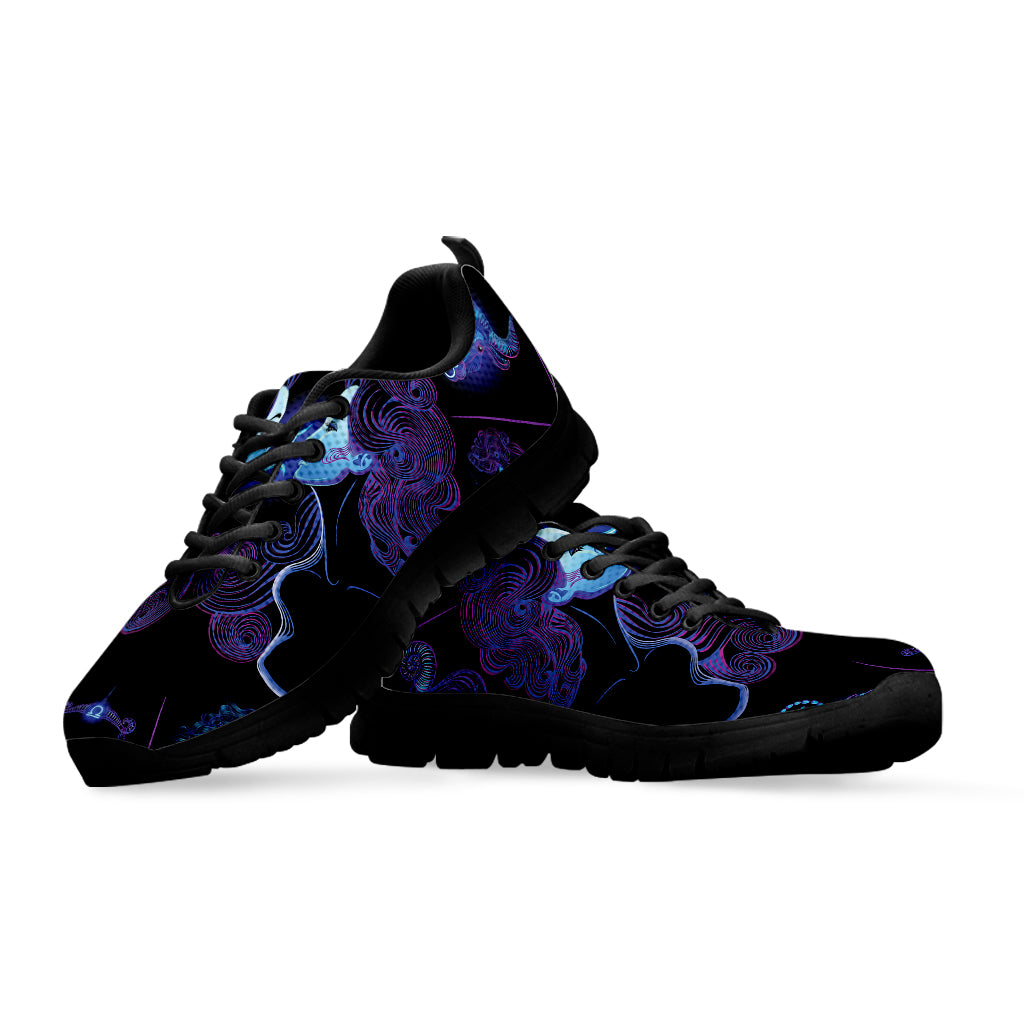 Gemini And Astrological Signs Print Black Sneakers