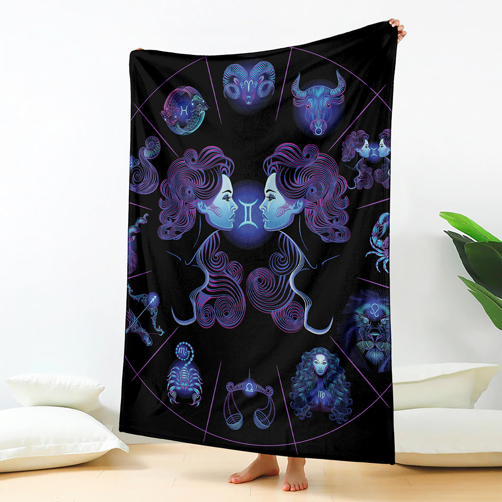 Gemini And Astrological Signs Print Blanket