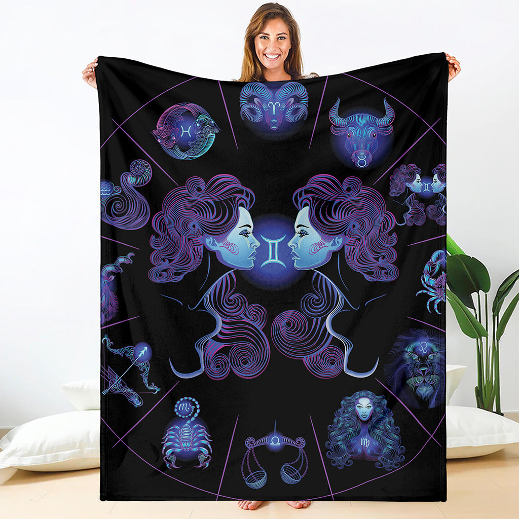 Gemini And Astrological Signs Print Blanket