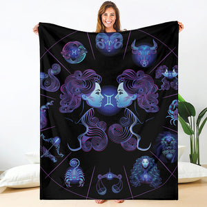 Gemini And Astrological Signs Print Blanket