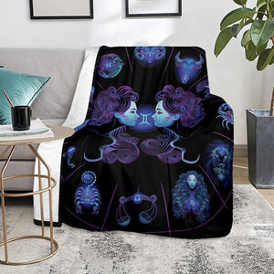 Gemini And Astrological Signs Print Blanket