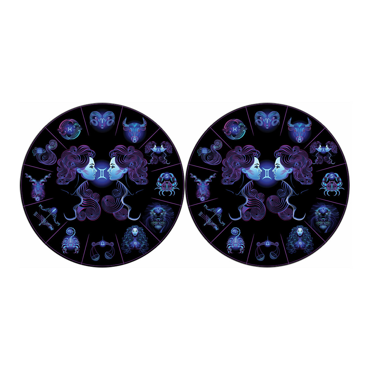 Gemini And Astrological Signs Print Car Coasters