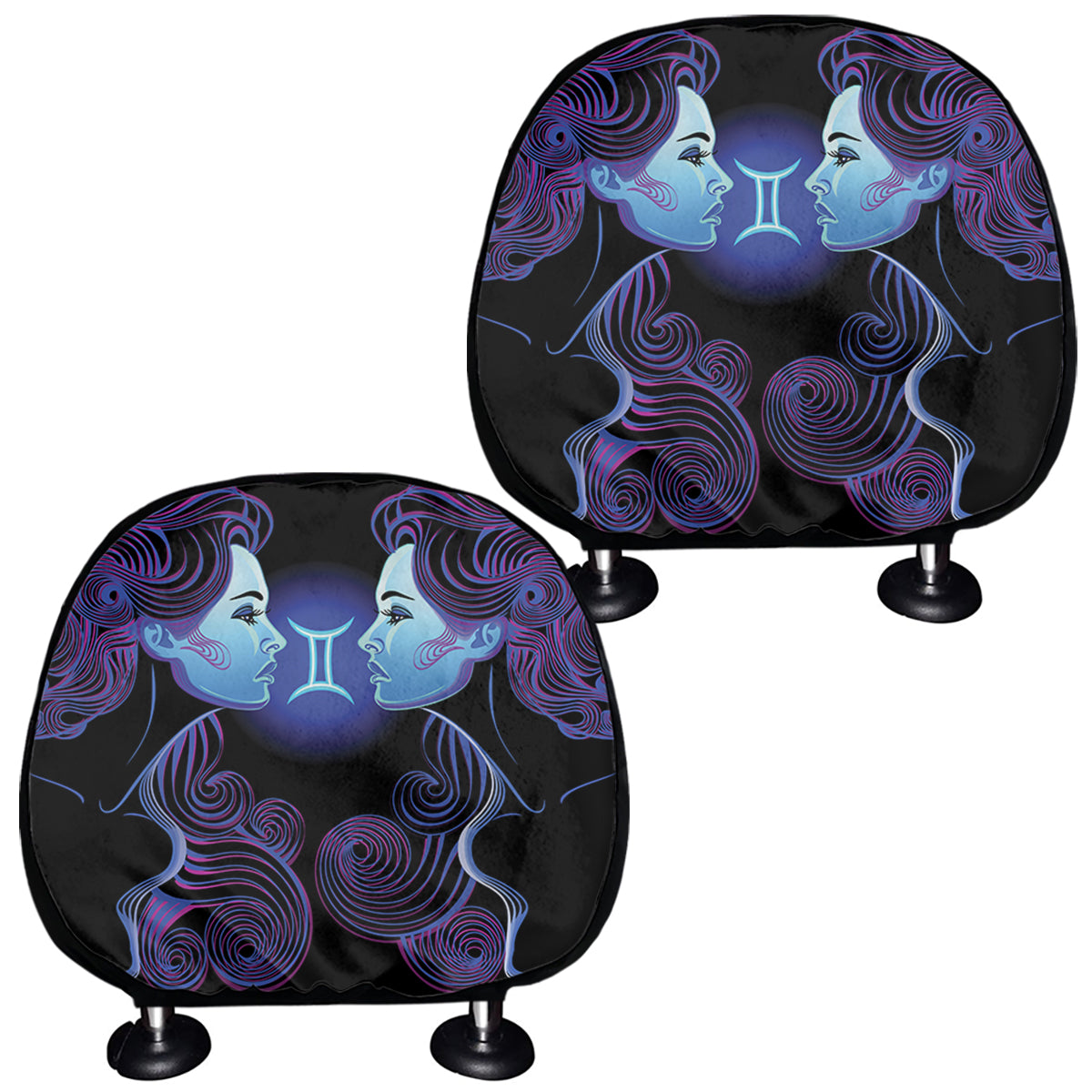 Gemini And Astrological Signs Print Car Headrest Covers