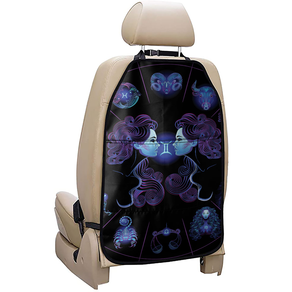 Gemini And Astrological Signs Print Car Seat Organizers
