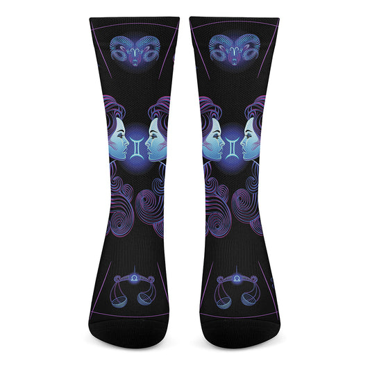 Gemini And Astrological Signs Print Crew Socks