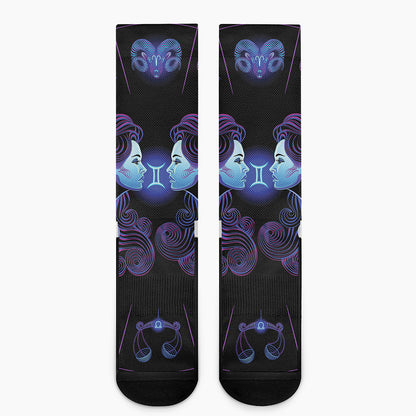 Gemini And Astrological Signs Print Crew Socks
