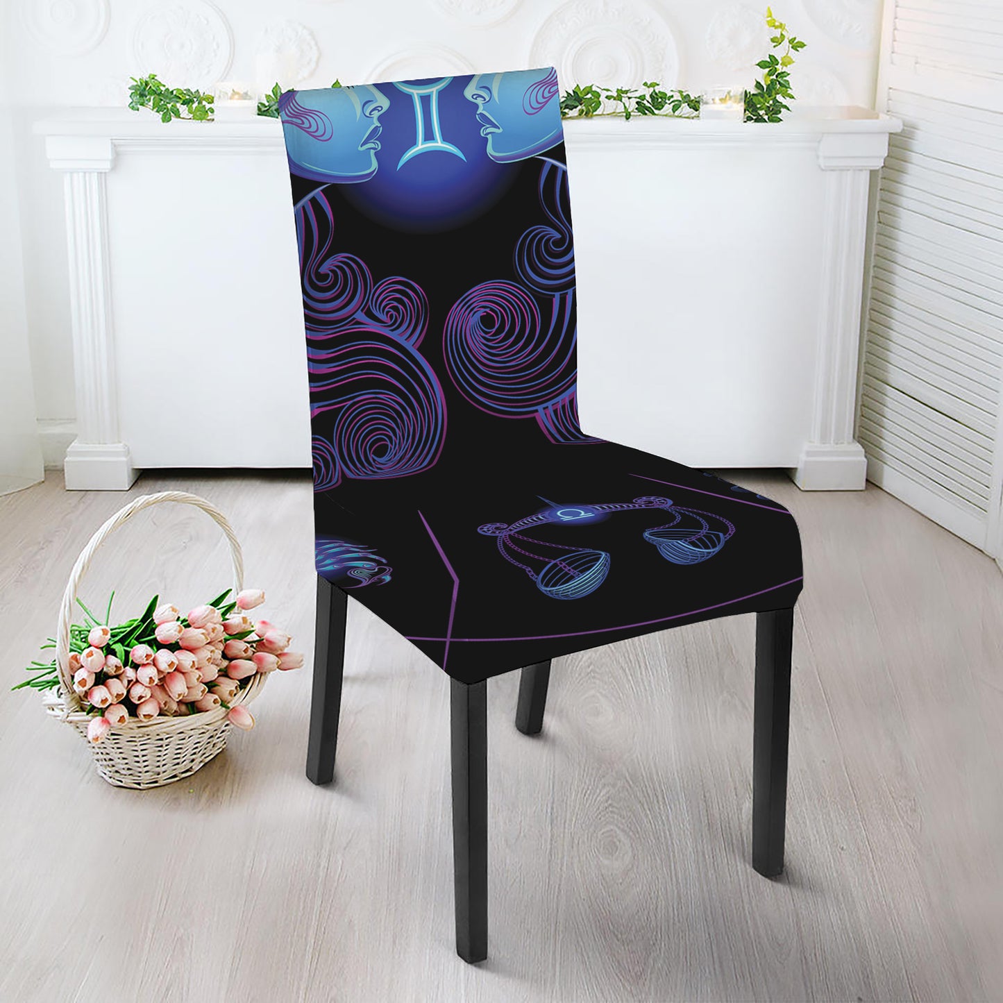 Gemini And Astrological Signs Print Dining Chair Slipcover