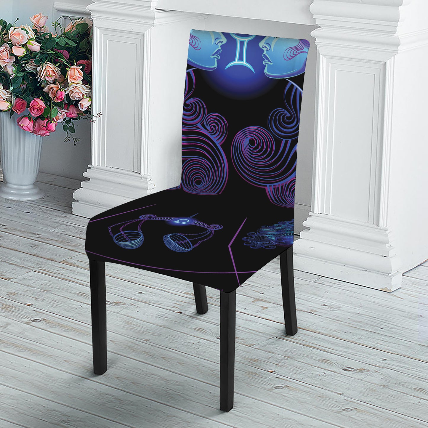 Gemini And Astrological Signs Print Dining Chair Slipcover