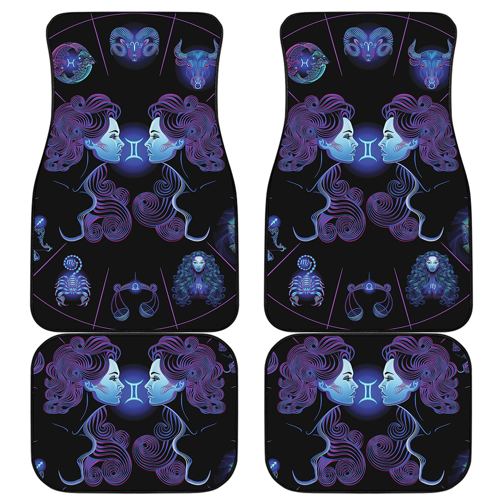 Gemini And Astrological Signs Print Front and Back Car Floor Mats