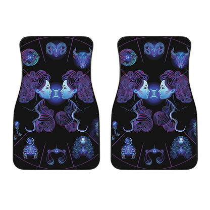 Gemini And Astrological Signs Print Front Car Floor Mats