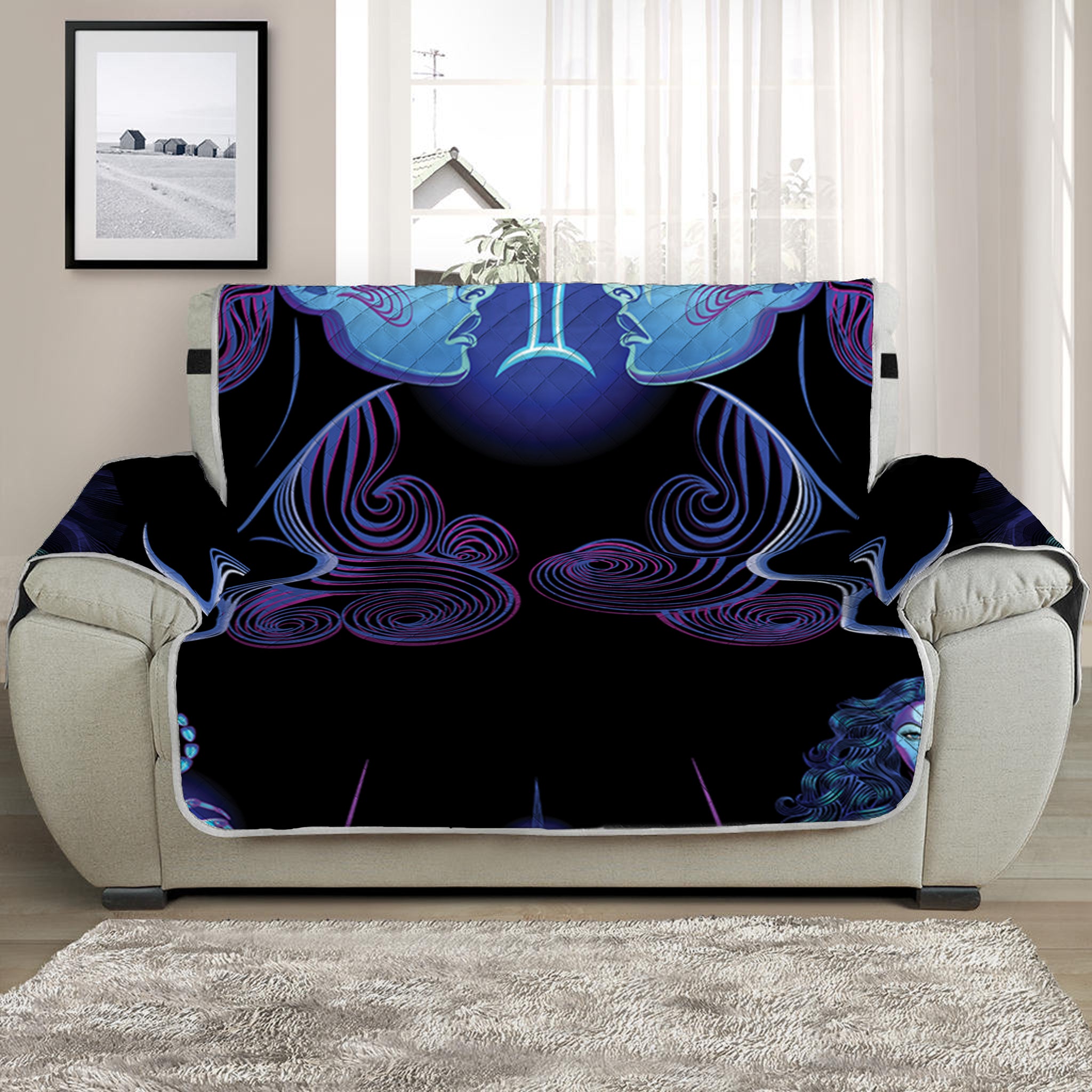 Gemini And Astrological Signs Print Half Sofa Protector