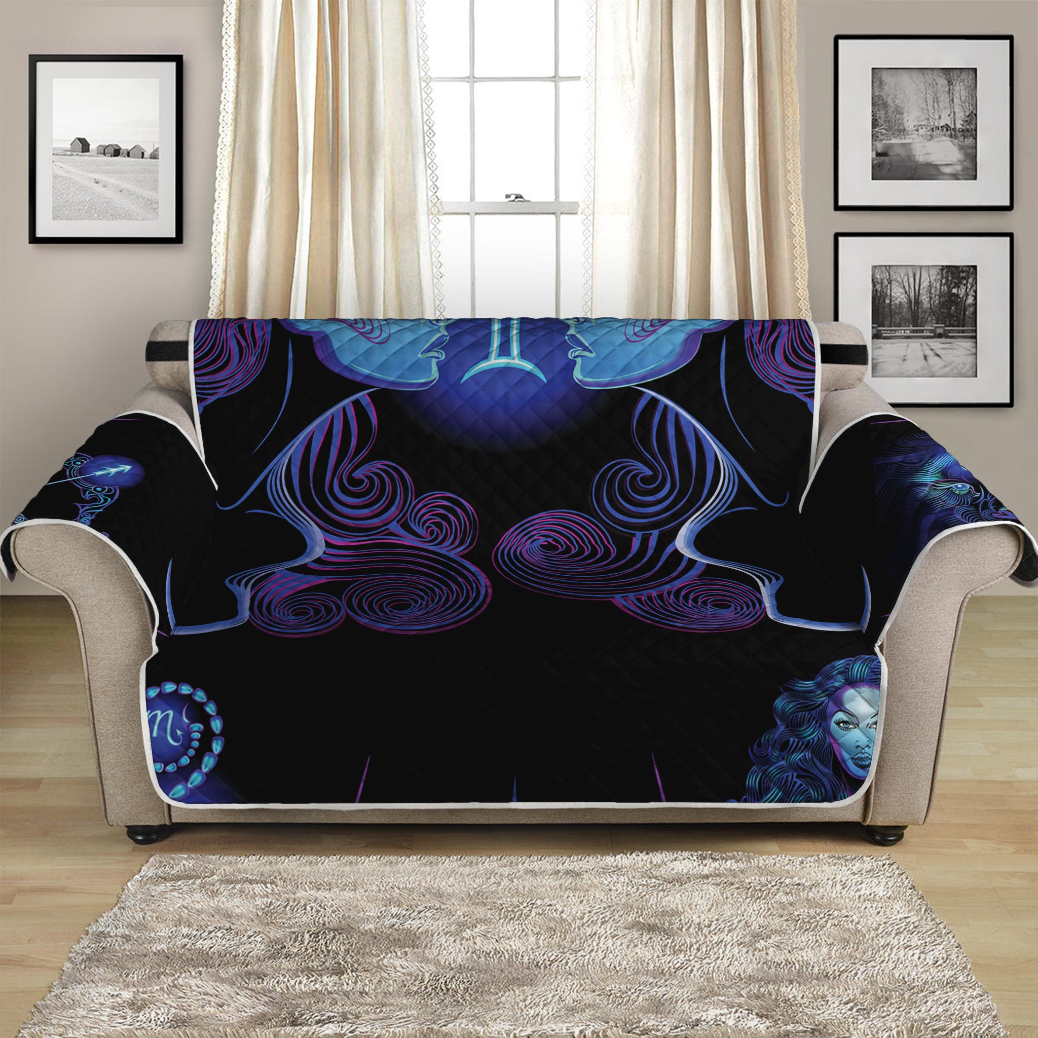 Gemini And Astrological Signs Print Loveseat Protector