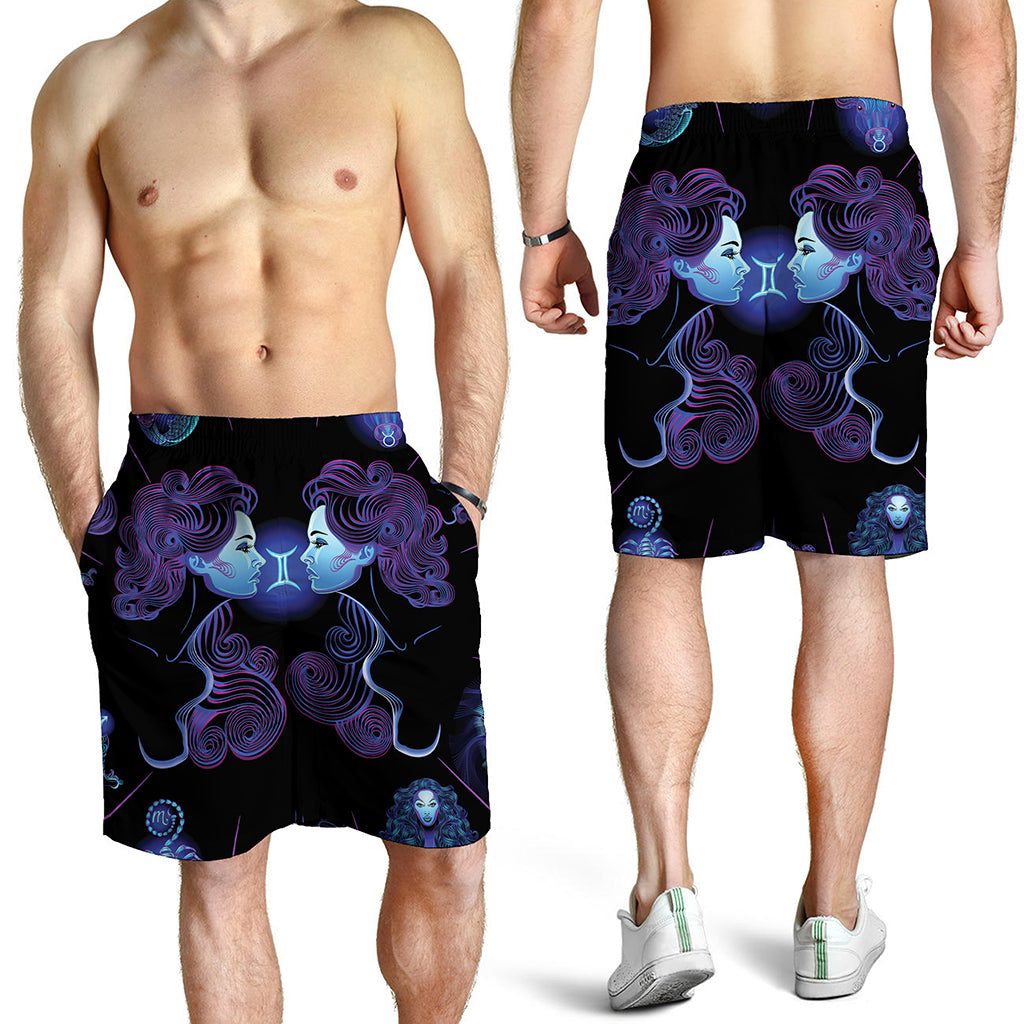 Gemini And Astrological Signs Print Men's Shorts