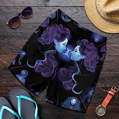 Gemini And Astrological Signs Print Men's Shorts