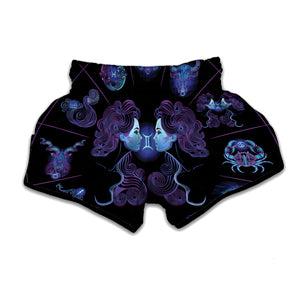 Gemini And Astrological Signs Print Muay Thai Boxing Shorts