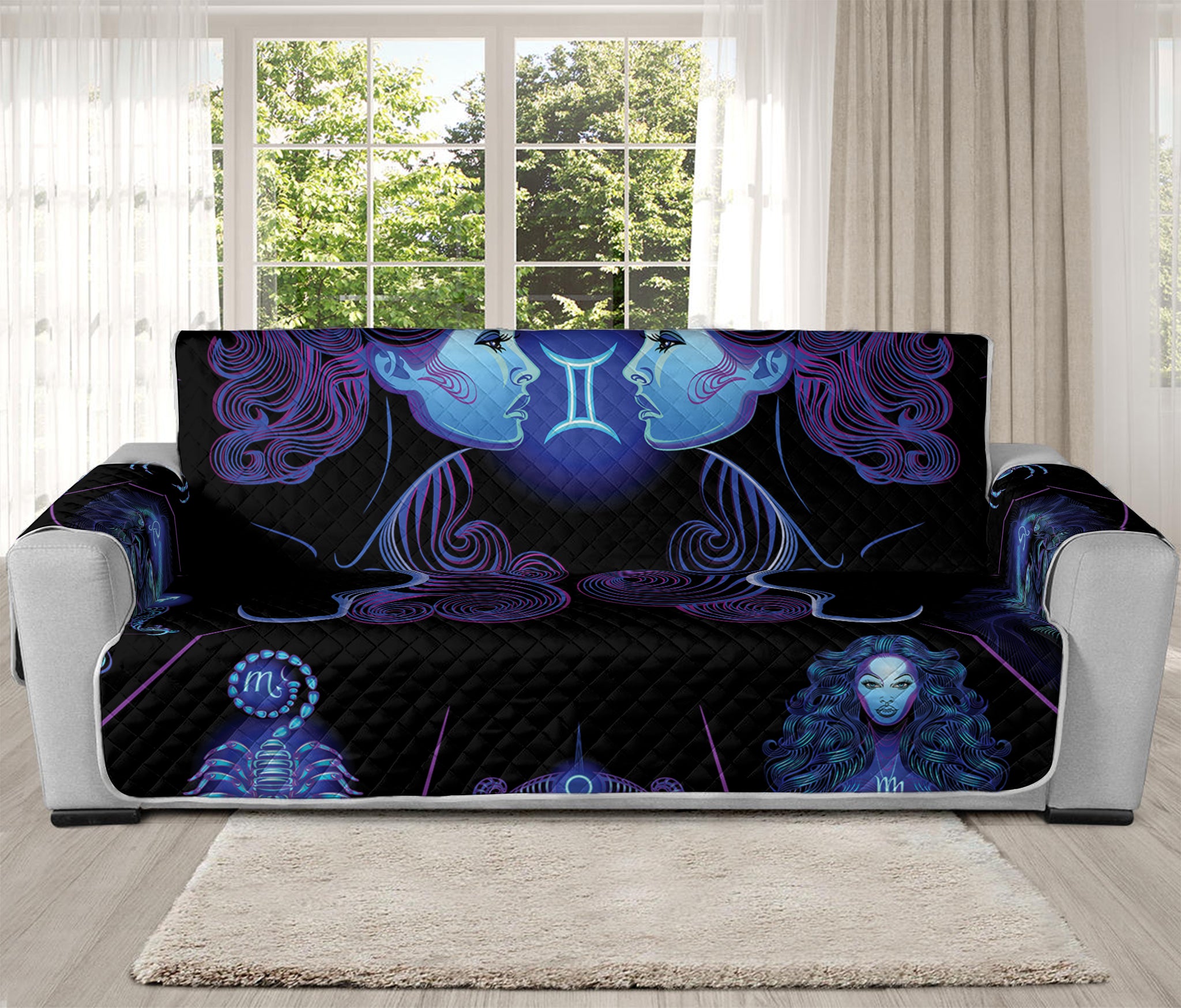 Gemini And Astrological Signs Print Oversized Sofa Protector