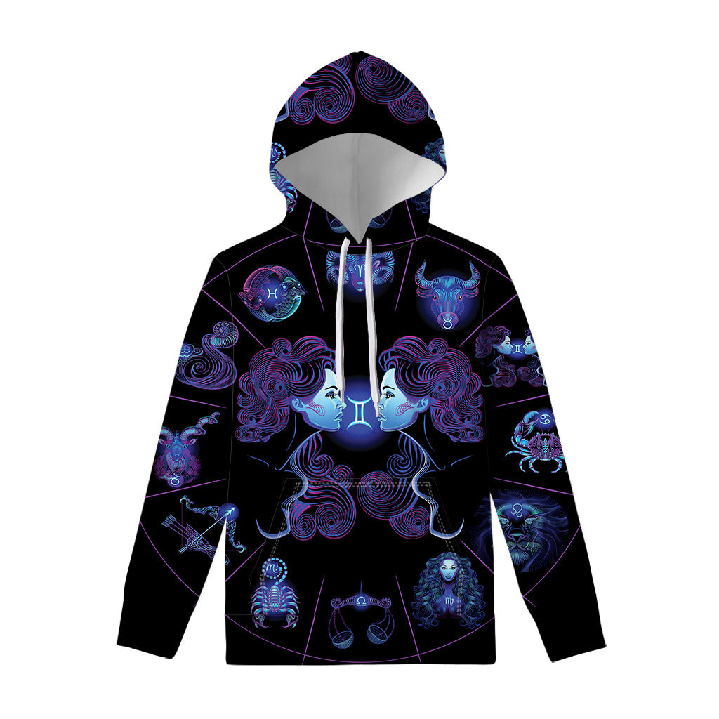 Gemini And Astrological Signs Print Pullover Hoodie