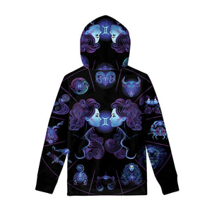 Gemini And Astrological Signs Print Pullover Hoodie