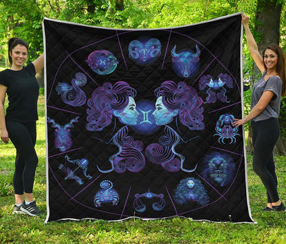 Gemini And Astrological Signs Print Quilt