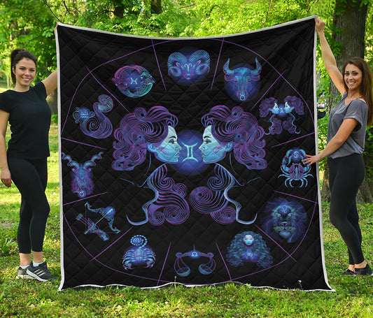 Gemini And Astrological Signs Print Quilt