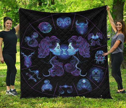 Gemini And Astrological Signs Print Quilt