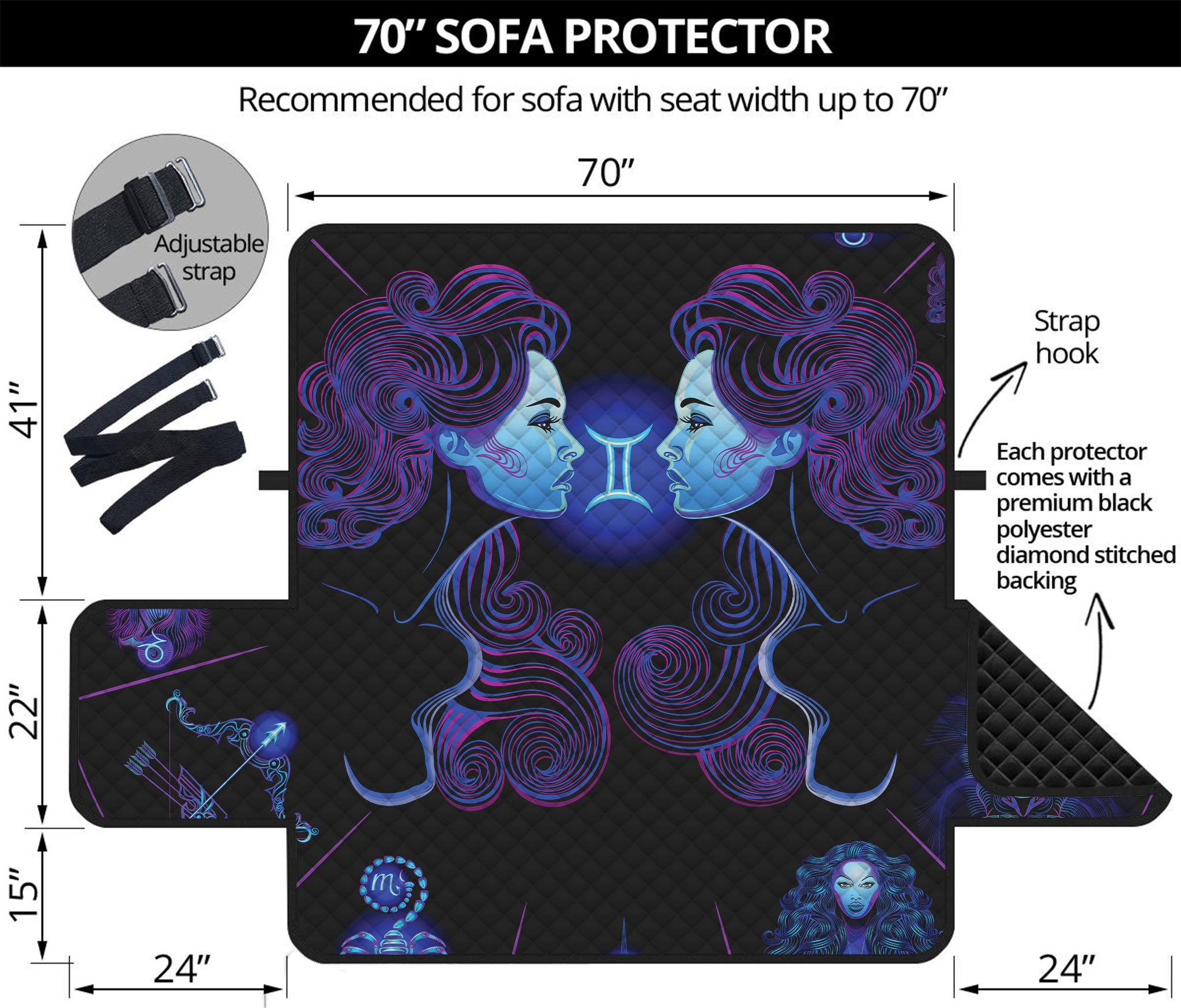 Gemini And Astrological Signs Print Sofa Protector