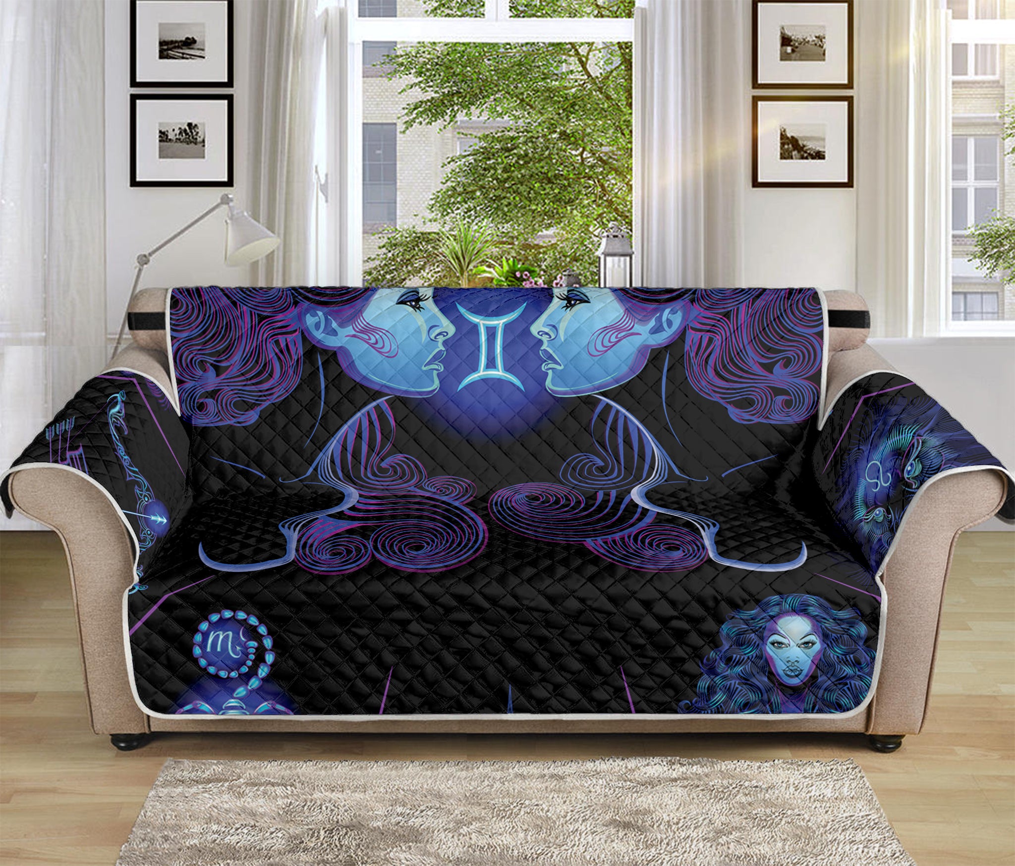 Gemini And Astrological Signs Print Sofa Protector