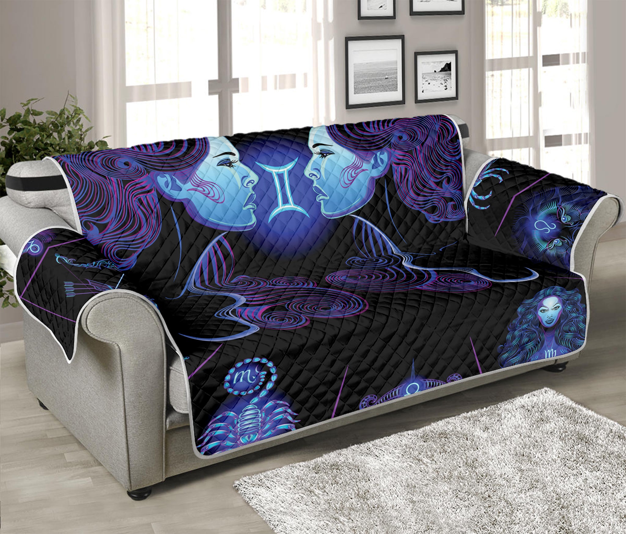 Gemini And Astrological Signs Print Sofa Protector