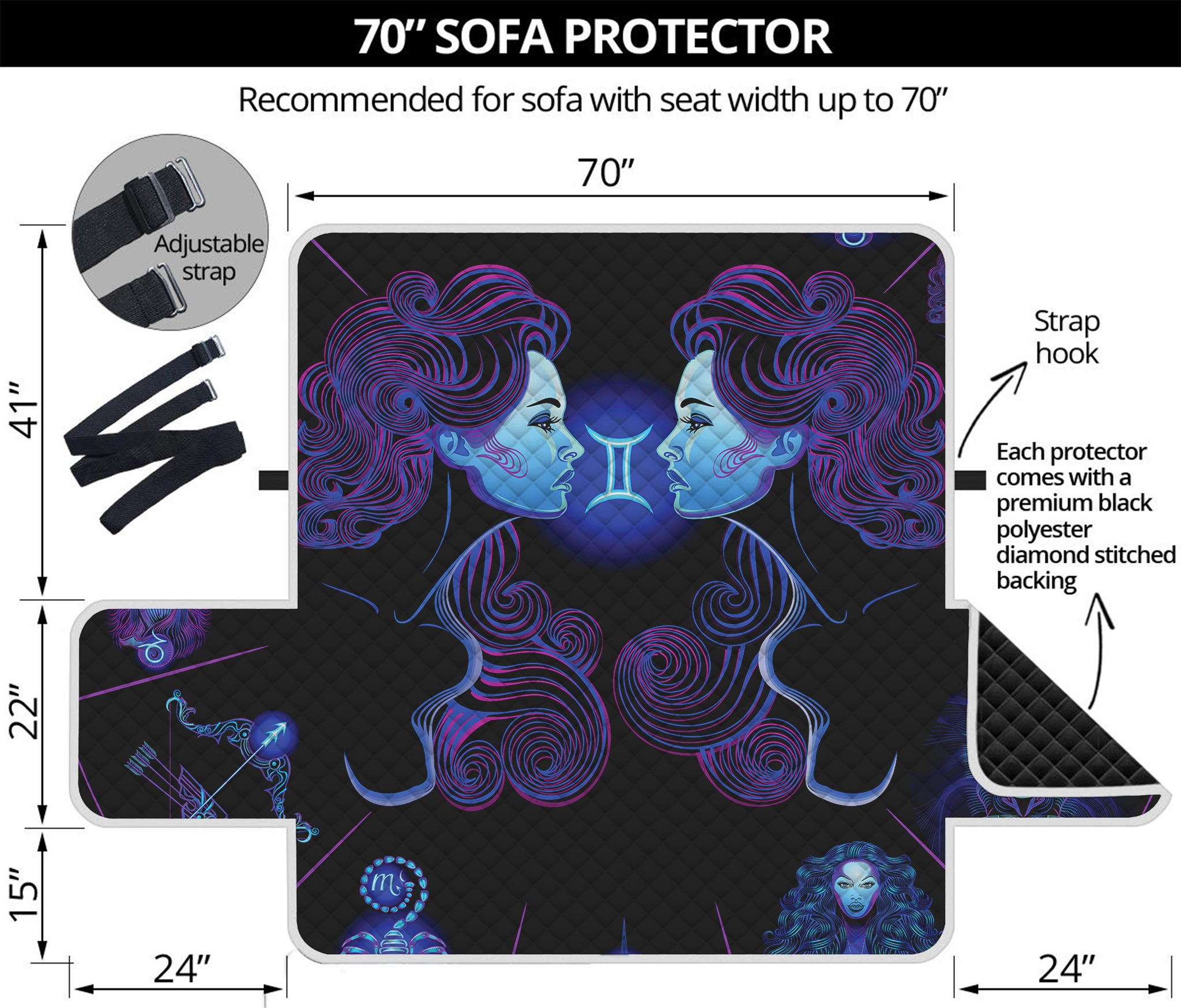 Gemini And Astrological Signs Print Sofa Protector