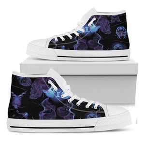 Gemini And Astrological Signs Print White High Top Shoes