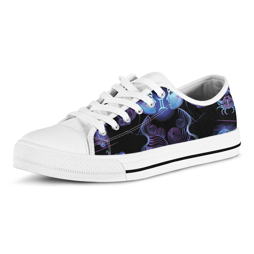 Gemini And Astrological Signs Print White Low Top Shoes