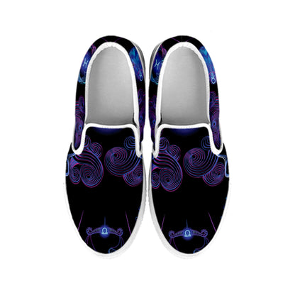 Gemini And Astrological Signs Print White Slip On Shoes
