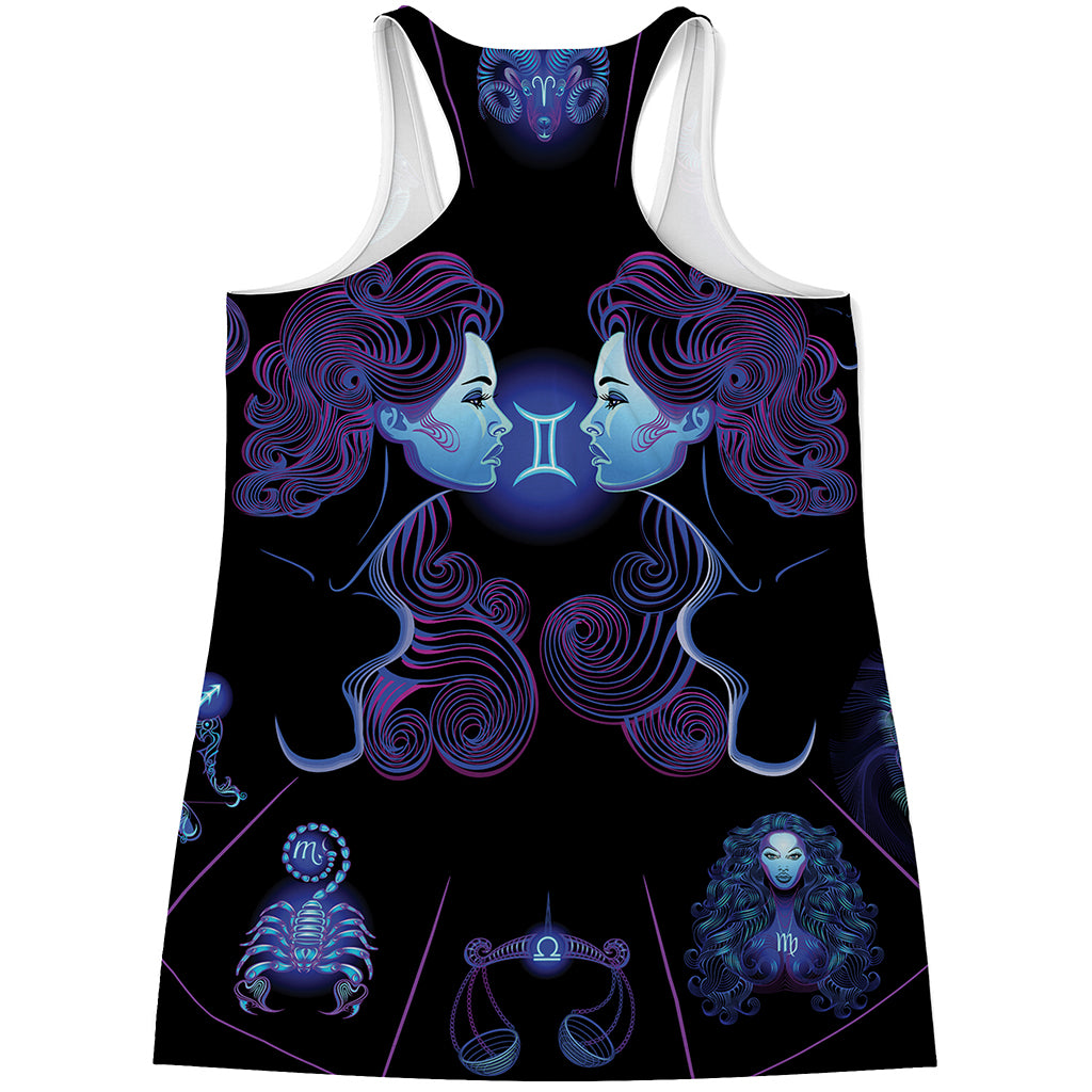 Gemini And Astrological Signs Print Women's Racerback Tank Top