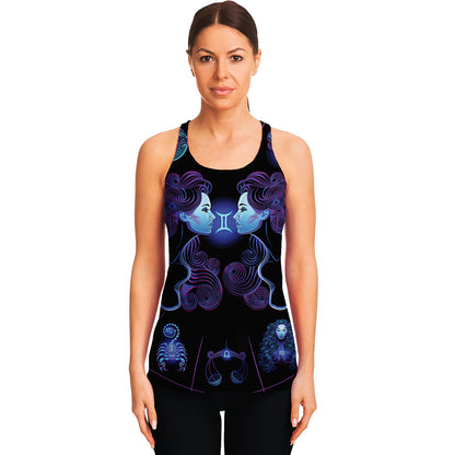 Gemini And Astrological Signs Print Women's Racerback Tank Top
