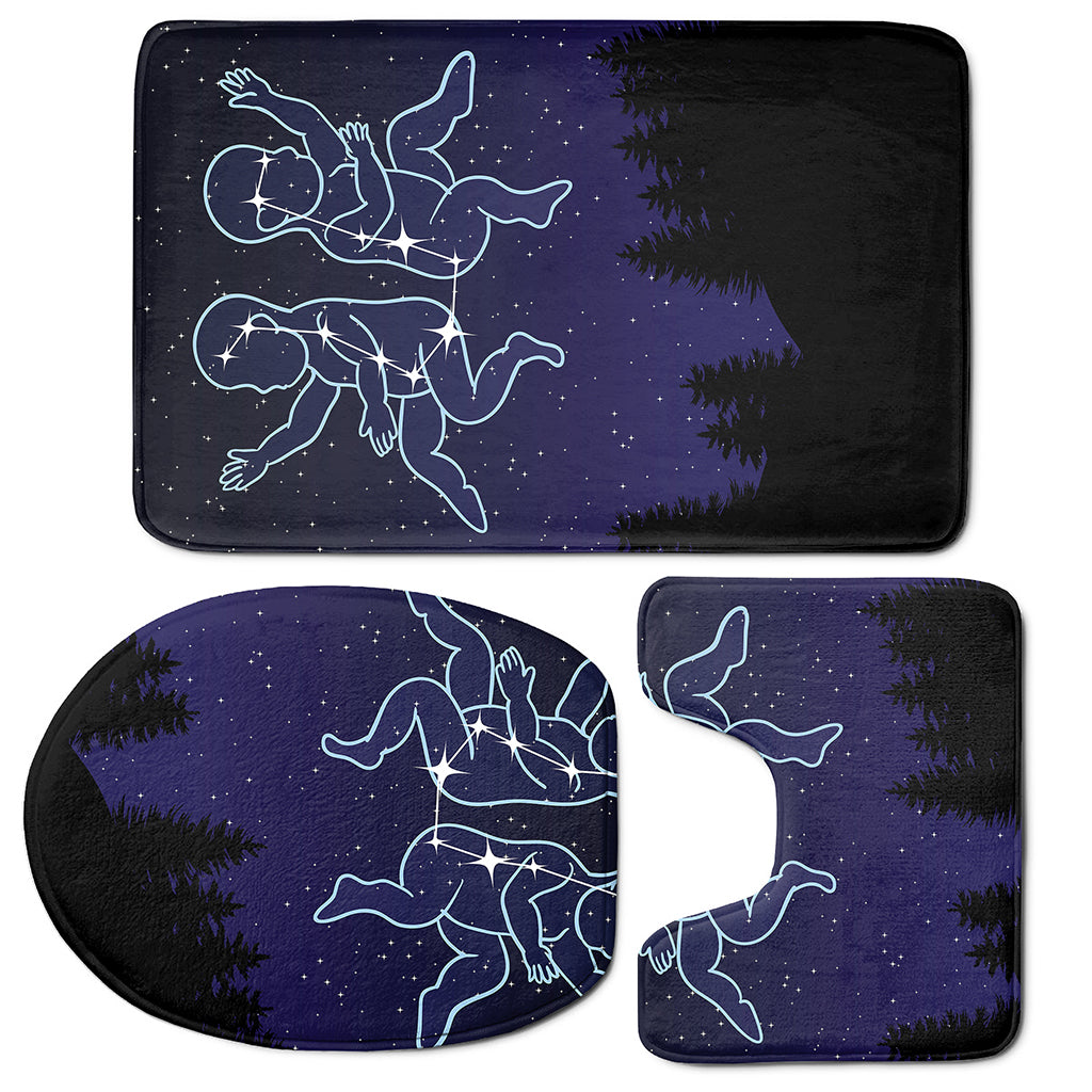 Gemini Constellation Print 3 Piece Bath Mat Set