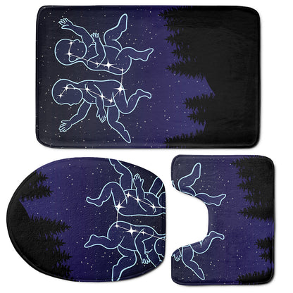 Gemini Constellation Print 3 Piece Bath Mat Set
